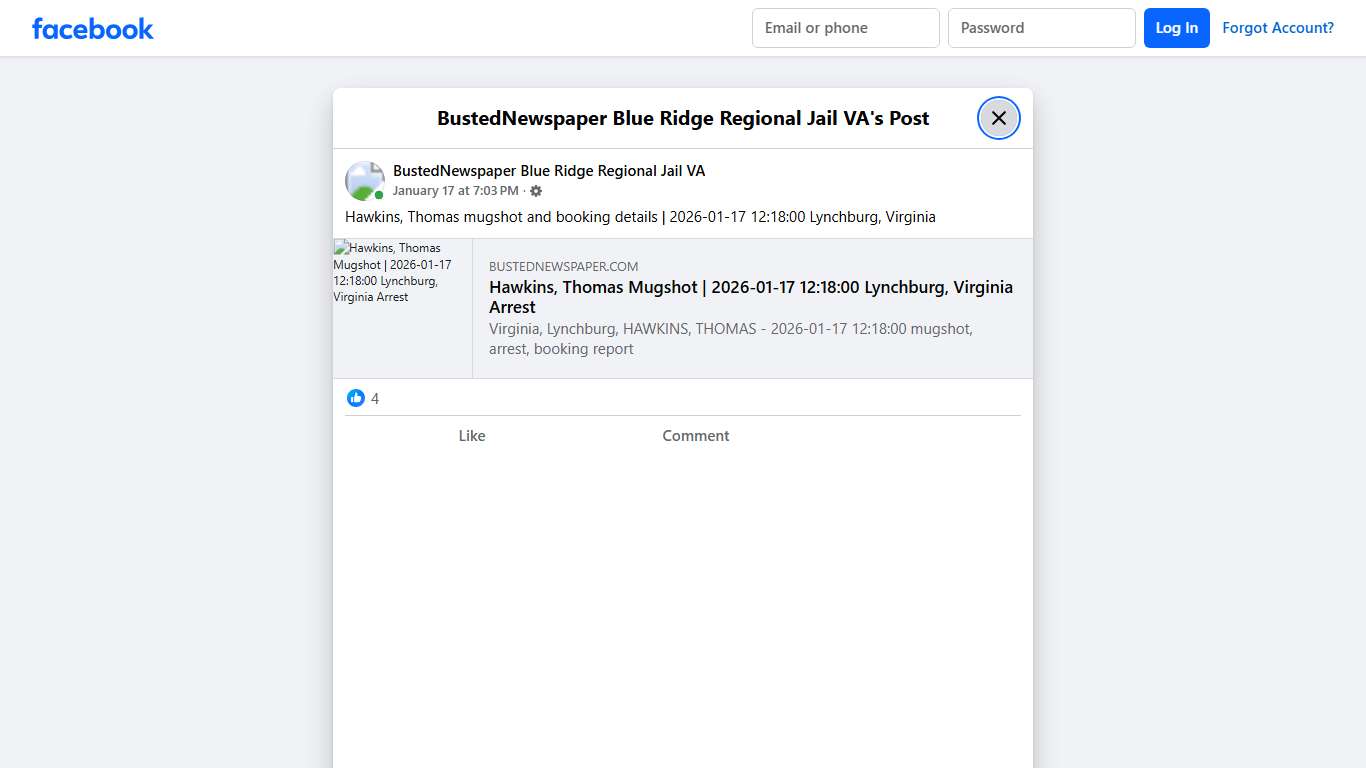 Hawkins,... - BustedNewspaper Blue Ridge Regional Jail VA Facebook